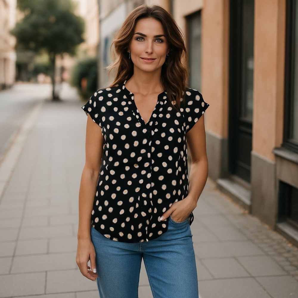 Philosophy Black and White Relaxed Buttoned Blouse